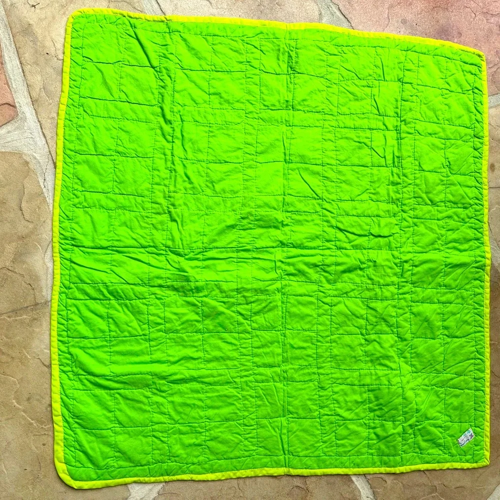 Quilt, green & pink, Handmade, 40.5” x 40.5”